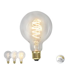 LED-lamppu E27 G95 Clear Spiral Filament 3-step Ø9,5cm